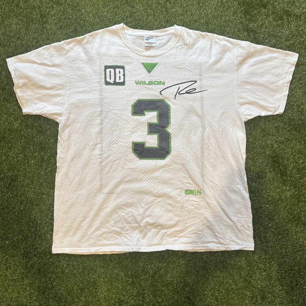 Seattle Seahawks NFL Graphic Tee Shirt Jersey Russell Wilson Size 2XL White #3